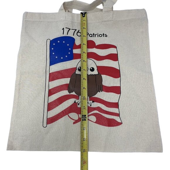 American Flag Bald Eagle Canvas Tote Bag 1776 Patriots 14 x 15 In Set of 4 - Picture 8 of 8